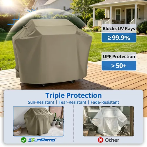 Miniatura 4 de SunPatio - Funda para parrilla de 48 pulgadas para exteriores, cubierta resistente para barbacoa con costura sellada impermeable