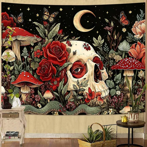 Miniatura 13 de Kanuyee Tapiz de Esqueleto de los Amantes Tapiz Gótico para Dormitorio Tapices de Cartas del Tarot Góticas para Colgar en la Pared Decoración El