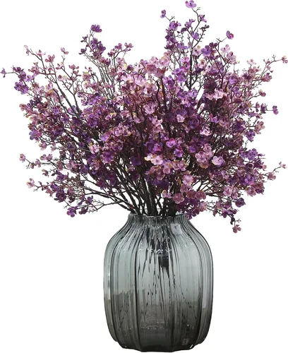 Flores artificiales de seda de aliento de bebé a granel con jarrón, 10 piezas para decoración de otoño, ramo de flores falsas a granel para el