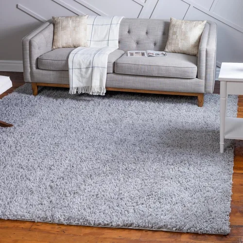 Miniatura 75 de Unique Loom Davos Shag Collection - Alfombra de área, color liso (4 pies 1 pulgada x 6 pies 1 pulgada, rectangular, color pimienta)