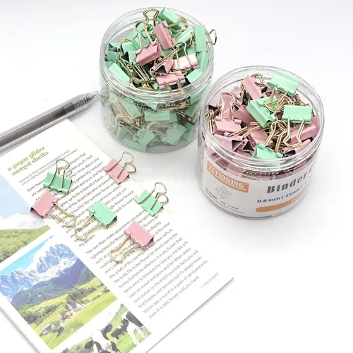 Miniatura 6 de Clips para carpeta verde claro, mini clip de papel, abrazaderas de papel pequeñas de 15mm (5/8 pulgada), paquete de 100 clips de oficina de micro