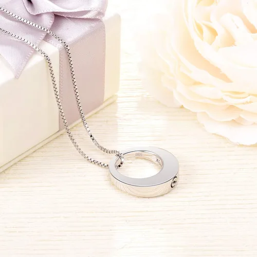 Miniatura 4 de BEILIN Collar de urna conmemorativa de la eternidad del círculo de la vida de plata de ley Always with me, joyería de cremación, collares