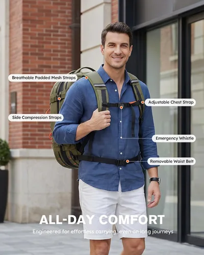 Miniatura 9 de Tolaccea Mochila de viaje para laptop para hombres y mujeres, mochila de transporte expandible de 40L-50L con compartimento húmedo y seco, mochila