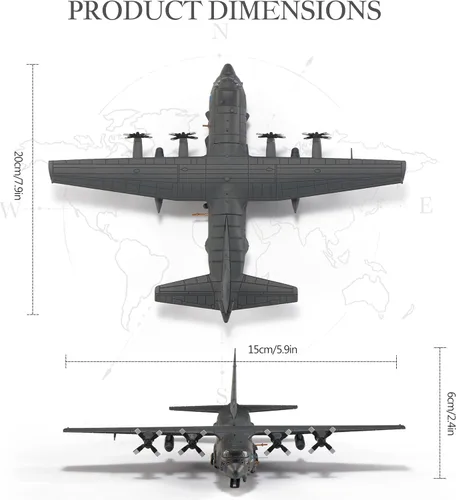 Miniatura 2 de AC-130H Gunship - Aviones fundidos a presión, escala 1/200, modelo de avión de metal para coleccionista, entusiasta de la aviación, coleccionable