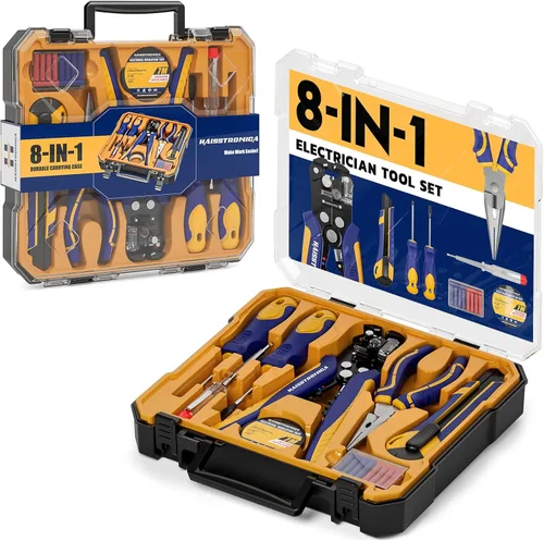 Miniatura 7 de haisstronica Juego de herramientas para pelar cables 8 EN 1 autoajustable, juego de herramientas profesionales para electricistas, alicates de punta