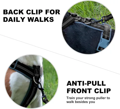 Miniatura 64 de Arnés para perro Plutus Pet sin tirón, arnés ajustable de nylon con acolchado suave, arnés para perro reflectante y resistente para perros pequeños