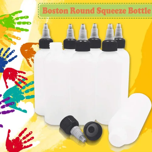 Miniatura 7 de Muiyaneq Paquete de 20 unidades de botellas de plástico Boston de 4 oz/120 ml con tapa de rosca, botellas LDPE blancas para líquidos, tintas