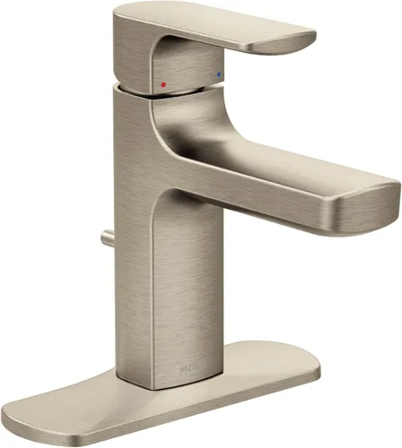 Miniatura 3 de Moen 6900BN Rizon - Grifo de baño moderno de una manija con conjunto de drenaje, níquel cepillado
