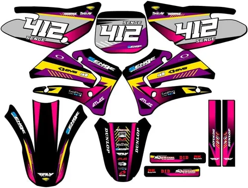 Miniatura 14 de TTR 125 SURGE 2000-2007 Kit de base gráfica Senge negro compatible con Yamaha
