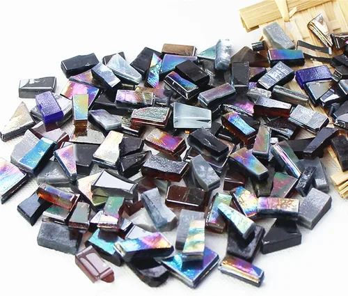 Miniatura 5 de Azulejos de mosaico de cristal irregulares de 1.1 libras, mosaico pequeño, pasatiempos para niños, manualidades de cristal hechas a mano para Azul