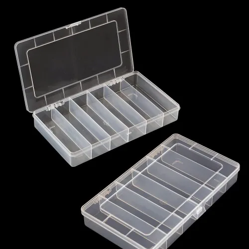 Miniatura 3 de Vidifor 2 paquetes de contenedor de suministros de arte de 8 compartimentos, caja organizadora de plástico transparente con divisores