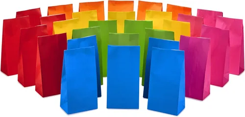 Hallmark Bolsas envueltas para regalos de fiesta de color sólido (30 unidades, 5 de cada una de azul, rojo, verde, amarillo, naranja, rosa) para