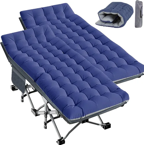 Miniatura 16 de Slsy Catre de camping plegable para adultos con almohadilla, catres de dormir portátiles acolchados, cama de campamento con bolsa de transporte
