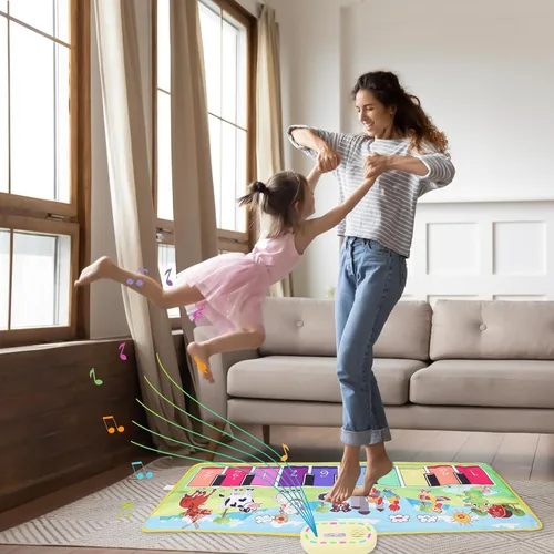 Miniatura 5 de Juguetes para niños pequeños de animales de granja, alfombra de piano para bebés, alfombra de piso musical para niños, teclado de baile educativo