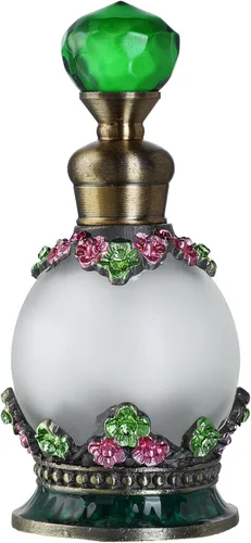 YU FENG Frasco de perfume de cristal decorativo de lujo vintage vacío (0.5 fl oz, verde)