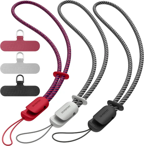 Miniatura 20 de SURPHY Paquete de 3 correas de muñeca para teléfono con lengüeta de sujeción para teléfono celular, correa para teléfono celular, correa para A