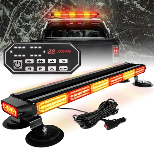 Miniatura 10 de ASPL - Barra de luces estroboscópicas de 66 cm, 126 LED, de emergencia, para techo, doble cara, con controlador, intermitente, de advertencia, luz
