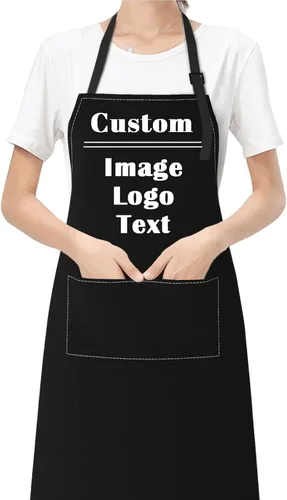 Miniatura 10 de Personalized Custom Aprons with Pockets for Women Men with Chef Name Text Logo Picture Kitchen Aprons
