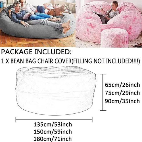 Miniatura 3 de Puf de 7 pies, funda de sofá para silla, lavable de tela de felpa suave de alta calidad, puf para juegos, tumbona gruesa y perezosa, juguetes