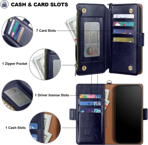 Miniatura 6 de Antsturdy Samsung Galaxy S22 Ultra - Cartera con tarjetero para mujeres y hombres, funda para teléfono Galaxy S22 Ultra 5G, bloqueo RFID, piel