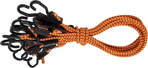 Miniatura 19 de Kotap MABC-18 Cuerdas elásticas ajustables multiusos con ganchos, 18 pulgadas, naranja/negro, 10