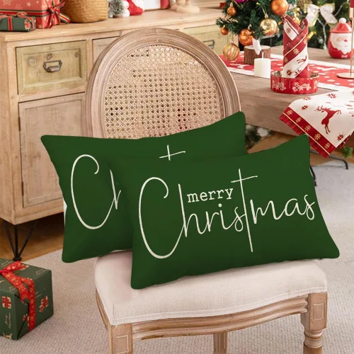 Miniatura 5 de RABUSOFA Fundas de almohada de Navidad con mensaje de Feliz Navidad, decoraciones para el invierno, fundas de almohada decorativas, fundas
