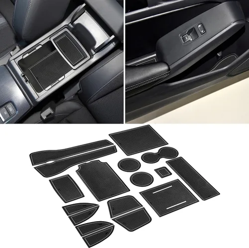 Miniatura 11 de Accesorios para Honda Civic 2022 2023 2024 2025 2026 11ª Generación Sedán Inserto de Portavasos Forro de Consola Central Alfombrillas de Ranuras