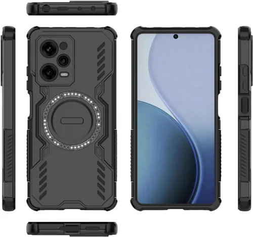 Miniatura 2 de Diseño de funda de teléfono para Redmi Note 12 Pro 5G (6.67 pulgadas), funda a prueba de golpes con anillo magnético, color negro