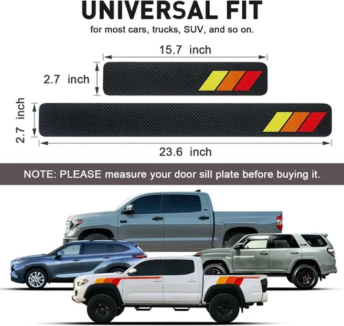Miniatura 2 de Protectores de umbral de puerta tricolor para Toyota Tacoma TRD 4Runner Tundra Rav4 Highlander, accesorios de fibra de carbono para umbral de puerta