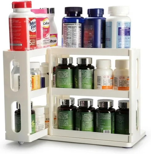 Miniatura 10 de Dutiplus Organizador de Medicinas 2 Estantes de Tres Niveles Gabinete Estante de Almacenamiento Organizador para Guardar Vitaminas, Suplementos