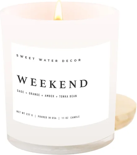 Miniatura 28 de Sweet Water Decor - Vela de soja Hello Fall, aroma manzanas con canela, clavo de olor y nuez moscada de otoño, mecha de 100% algodón, frasco blanco