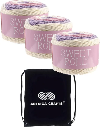 Miniatura 16 de Premier Yarns Sweet Roll Black Pepper Swirl 1047-10 (3 madejas, el mismo lote de tinte) hilo acrílico mediano #4 para ganchillo y tejer con bolsa