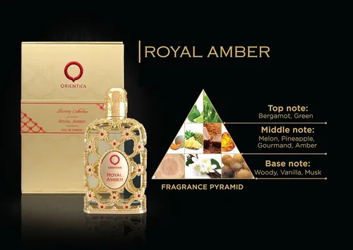 Miniatura 4 de Orientica Luxury Royal Amber Eau De Parfum 0.33oz/0.3 fl oz Mini Spray - Notas de Vainilla, Bergamota, Piña - Amber Oud, Perfumes Árabes Gourmand