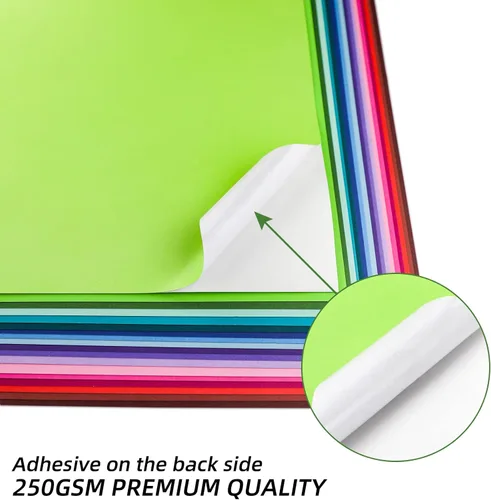Miniatura 2 de Gocreate 36 hojas de papel adhesivo inteligente imprimible de colores, cartulina adhesiva gruesa y autoadhesiva A4, papel adhesivo liso