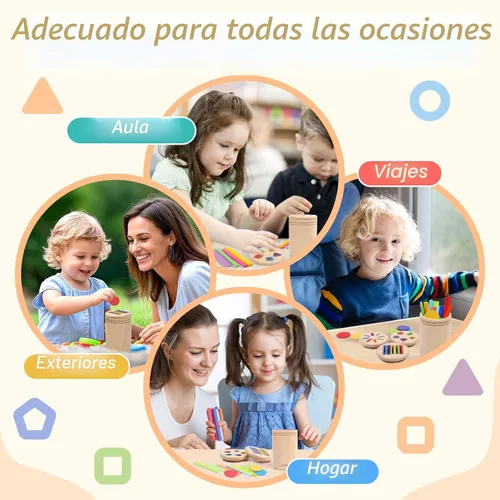 Miniatura 6 de Juguetes Montessori 4 en 1 para niños de 2, 3 y 4 años, juguetes de madera para clasificar colores para niños pequeños de 1 a 3, actividades