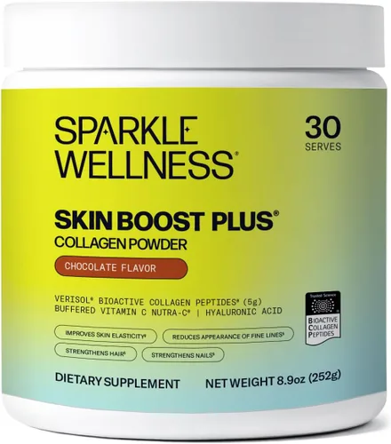 Miniatura 16 de Sparkle Wellness VERISOL Péptidos de colágeno hidrolizados bioactivos Polvo de colágeno con vitamina C y ácido hialurónico para la salud