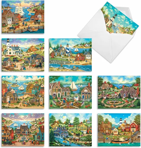 The Best Card Company - 10 tarjetas de notas en blanco en caja (4 x 5.12 pulgadas) - Arquitectura, tarjetas surtidas para todas las ocasiones - Este