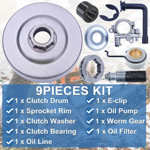 Miniatura 3 de Kit de engranaje helicoidal de la bomba de aceite de la rueda dentada del tambor de embrague para Stihl MS290 029 MS390 039 MS310 Pieza