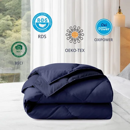 Miniatura 5 de puredown® Mantas de plumón para sofá, manta ligera para interiores y exteriores, manta suave para viajes y hogar, color azul marino