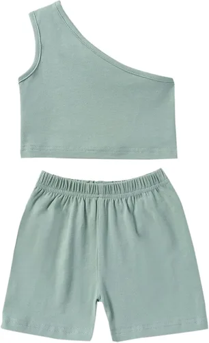 Conjunto de 2 piezas de camiseta sin mangas de color sólido para niñas pequeñas, conjunto de 2 piezas, traje casual de verano