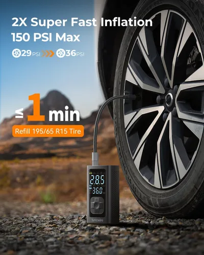 Miniatura 2 de SYNCWIRE Inflador de Neumáticos Compresor de Aire Portátil - Inflación 2X Más Rápida Bomba de Aire Inteligente para Neumáticos de Coche