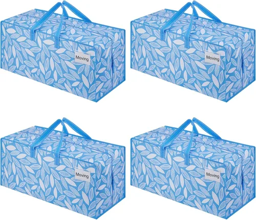 Miniatura 41 de VENO Paquete de 2 bolsas de mudanza, correas de mochila, mudanza, cajas de almacenamiento universitario, con tapas, resistentes, extragrandes, asas
