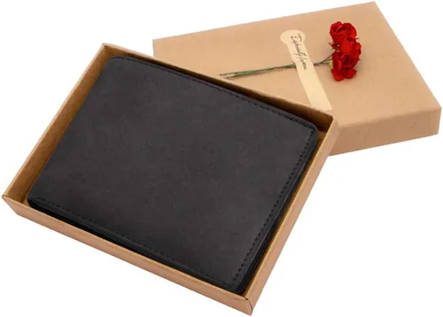 Miniatura 5 de Kenon Cartera de cuero personalizada para hombres, con bloqueo RFID grabada, billetera elegante para marido, hijo, papá, cumpleaños, San Valentín