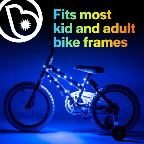 Miniatura 4 de Brightz CosmicBrightz - Cuerda de luz LED para marco de bicicleta, cuerda de 6.5 pies, funciona con pilas con interruptor de encendido/apagado, Azul