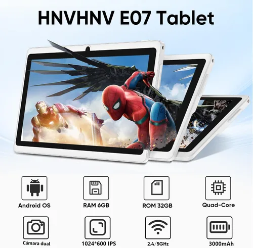 Miniatura 2 de HNVHNV Tablet Android 15 de 7 Pulgadas, 9 GB RAM 32 GB ROM 1 TB Expansión, Procesador Quad-core, Cámara Dual, WiFi 5G/2.4G, Bluetooth, Control Negro