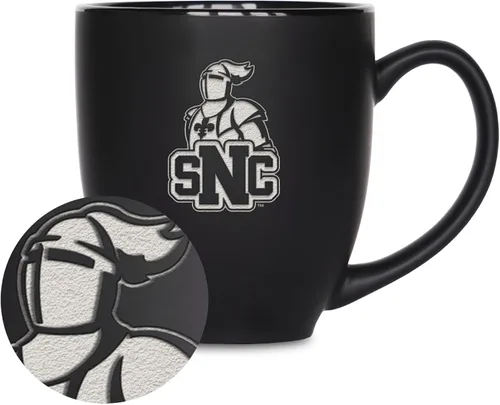 Miniatura 186 de Rico Industries - Taza de cerámica mate negra con grabado láser estándar de 15oz para NCAA (escuelas T & U) - Para bebidas calientes o frías