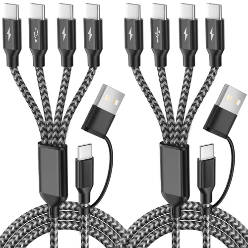 Miniatura 12 de Cable de carga múltiple USB C Splitter 1 paquete, cable de carga USB A/C a USB C, cable de carga dual tipo C, cable de carga múltiple 4 en 2 con 4