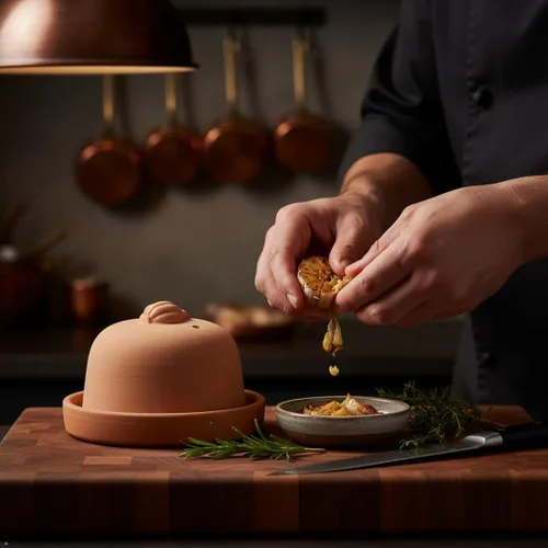 Miniatura 9 de Eurita Terra Cotta - Asador de ajo con tapa y ventilación de vapor, horneador de ajo de arcilla natural para horno o microondas, plato para asar ajo