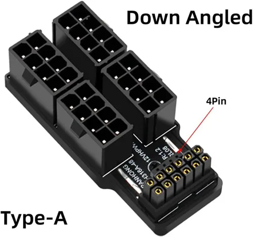 Miniatura 3 de Adaptador modular de alimentación 12VHPWR ATX3.0 PCI-E 5.0 a cuatro ATX 8P en ángulo hacia abajo de 90 grados para tarjeta gráfica 4080 5090TI 16Pin