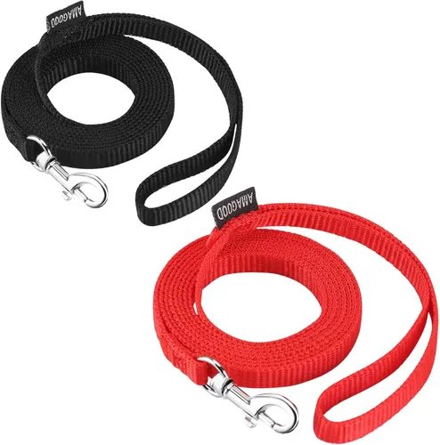 Miniatura 43 de AMAGOOD 6 pies de correas para cachorros/perros, correa de estilo tradicional resistente con gancho de cuello fácil de usar, correa para perros Negro